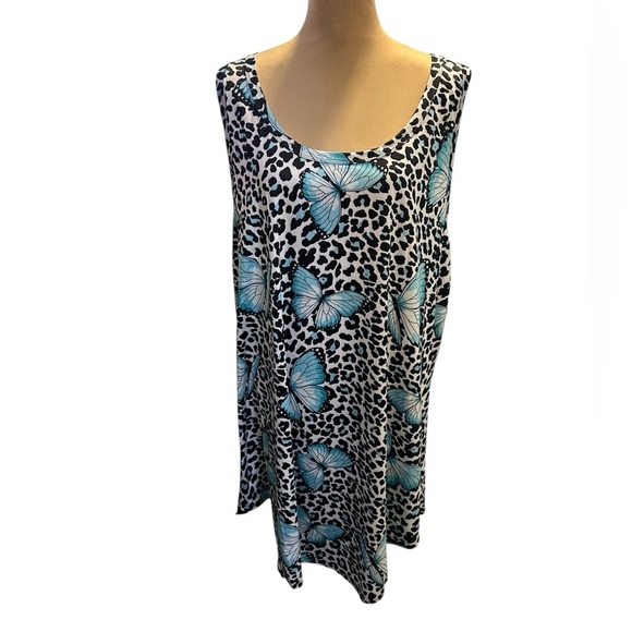 ChicMe Plus Sz 7X = 26W US Nightgown Butterfly U-Neck Sleeveless Nightdress NWOT - Picture 1 of 10